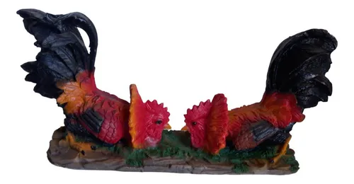 comprar Gallo Doble Gallo De Pelea Figura Decorativa Resina 20x35