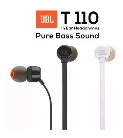 Audífonos con micrófono In Ear JBL T110 Pure Bass Originales - La