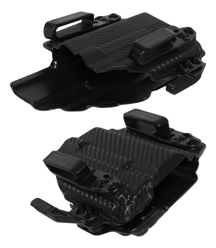 Coldre Sabre Kydex Iwb Glock G19 Mos Lanterna Olight Baldr S Cor Preto Fibra De Carbono Orientação Da Mão Destro