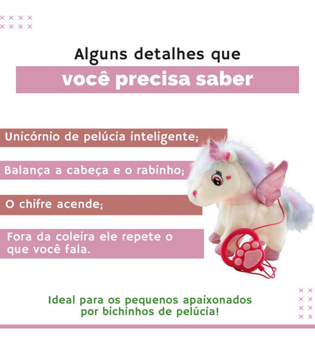 Bicho Pelúcia Unicórnio Canta Repete Fala C/ Luzes - Zoop