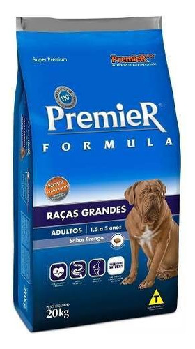 Alimento Premier Super Premium Formula para cão adulto de raça grande sabor frango em sacola de 20kg