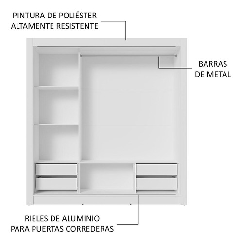 Ropero Closet Madesa 3 Puertas 1 Espejo Bg 02 Color Blanco/Gris