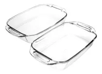 Comprar Pack De 2 Fuentes Asaderas Rectangulares Con Asa Color Vidrio