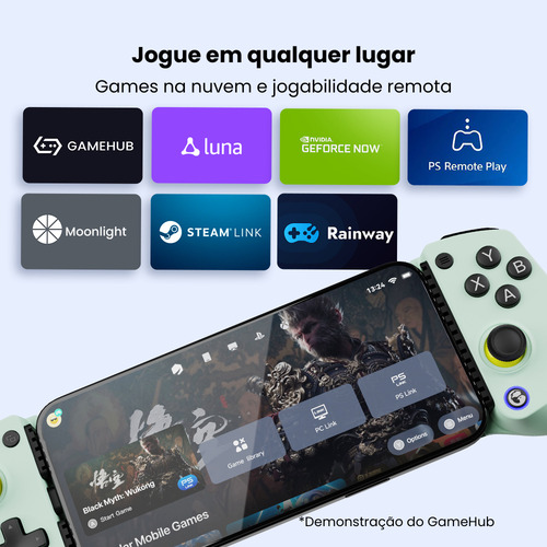 Controle Gamepad Gamesir X5 Lite Usb-c Android iPhone 15/16 Mobile Hall Effect Turbo Leve Verde