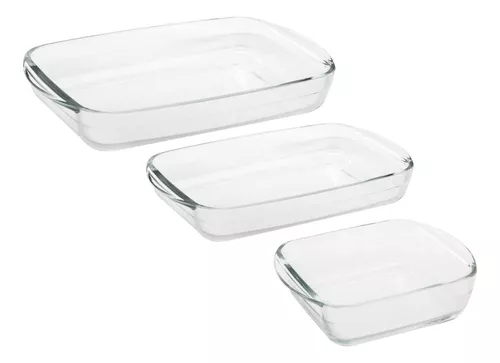 Set 3 bandejas cristal rectangulares para horno
