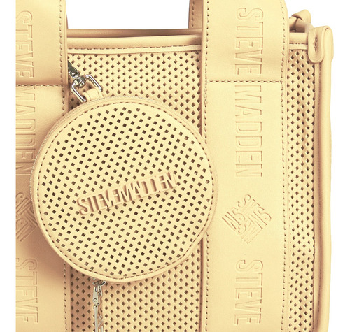 Satchel Bwebber Perf Panna Cotta Steve Madden Bags Acabado De Los Herrajes Níquel Color Beige Correa De Hombro Beige Diseño De La Tela Lisa