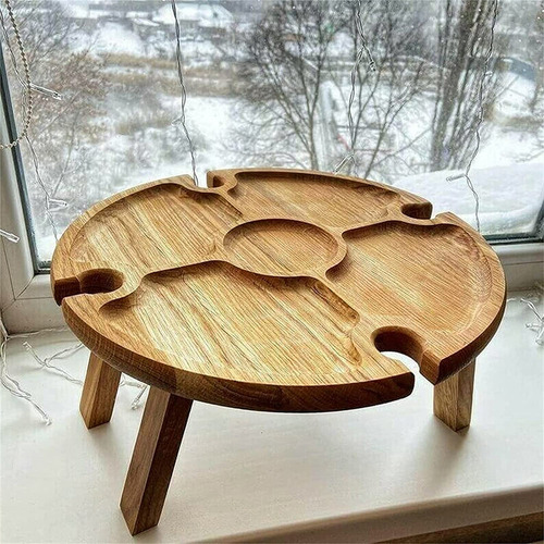 Bandeja De Comida De Mesa De Madera Pequeña Y Plegable Para