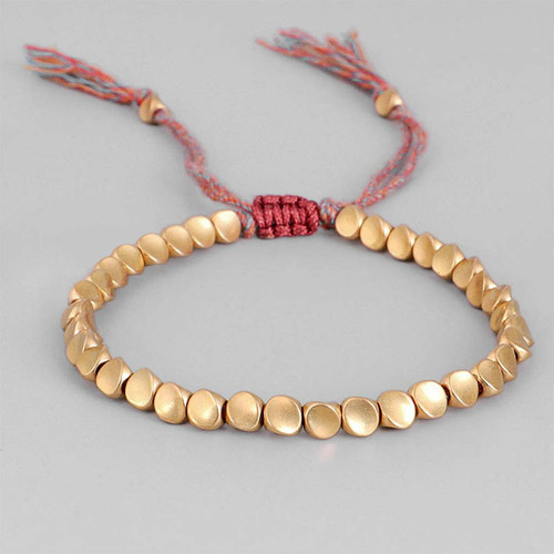 Pulsera De Cuentas De Cobre Tibetano Hecha A Mano Pulsera