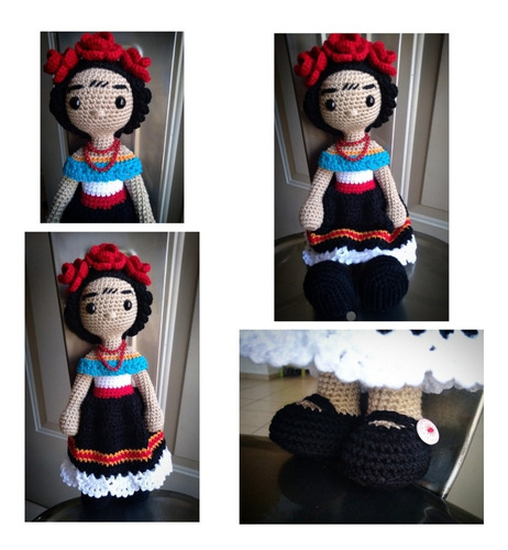 Imagen 1 de 5 de Amigurumi Muñeca Frida Kahlo Crochet