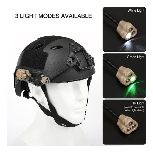 Linterna De Casco Táctico Led Blanco Verde Ir, Accesor...