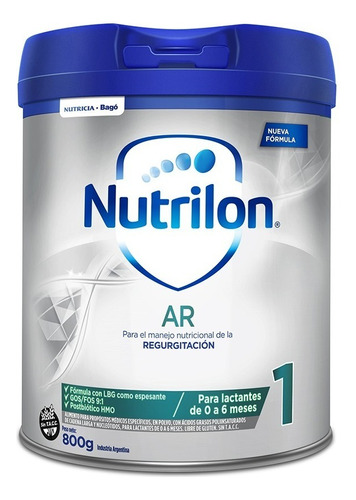 Leche de fórmula en polvo Nutricia Bagó Nutrilon A.R. en lata de 1 de 800g - 0  a 6 meses