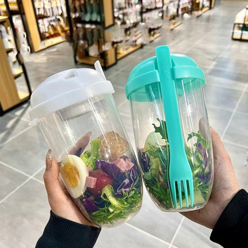 Recipiente Para Ensalada Rosa, Tenedor Para Aderezo Fresco