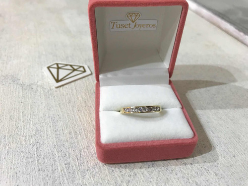 Anillo Medio Sin Fin En Oro 10 Klt Y Cubic Zirconias. Tuset.