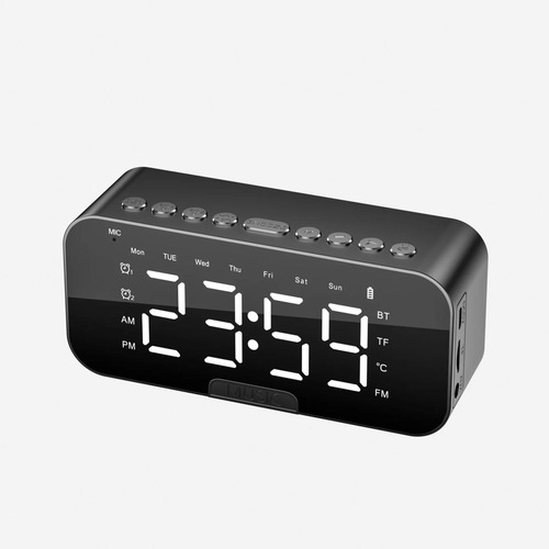Alto-falante Bt Clock, Despertador Portátil Com Rádio Fm E