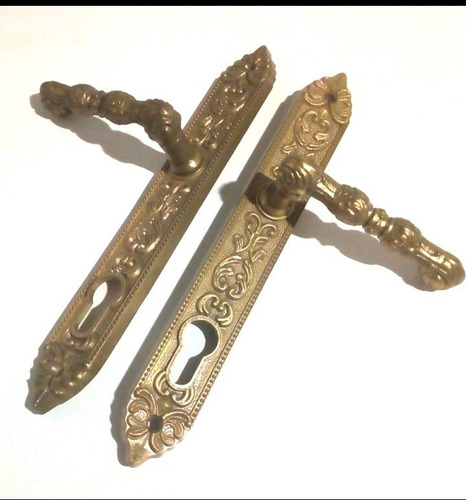 Manillas Puerta Principal Colonial Tono Bronce F/m Y M/m