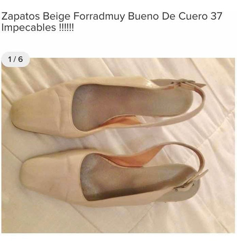 Zapatos Cuero Color Manteca 37 Forrados (para Boda Son Exc