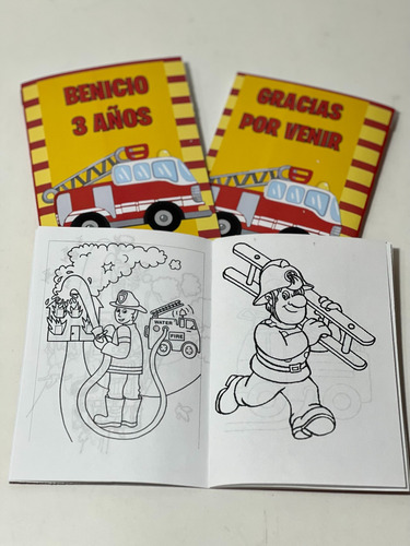 Librito Para Colorear Personalizado X 10 Camión De Bombero
