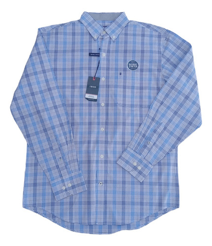 Camisa Casual Caballero Izod Talla S/p Cuadros Manga Larga 