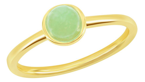 Ring Classic W-2842-7 Unisex Chapado En Oro Con Jade Redondo