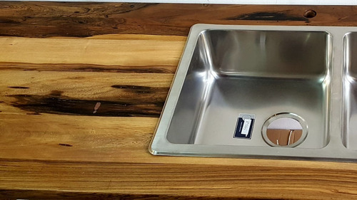 Imagen 3 de 6 de Mesada Madera Cocina Laqueada Guayubira 60 Cm X 140 Cm