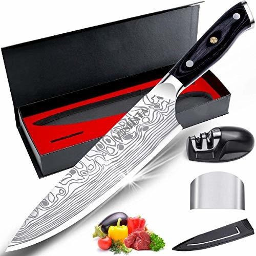 Cuchillo De Chef Profesional Afilado De 8 Con Protector