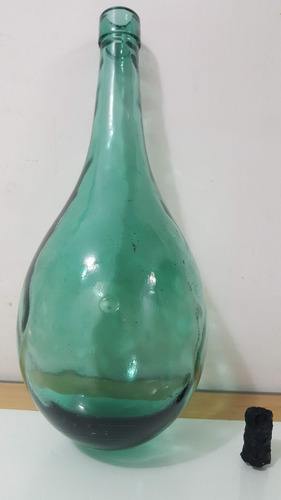 Antigua Botella Gota Vidrio Verde Impecable Colección Deco 