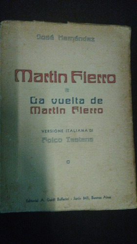 Martín Fierro Vuelta De Martín Fierro En Italiano Hernández 