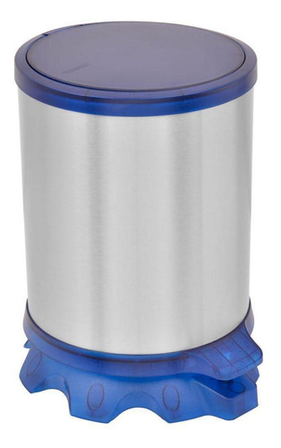 Lixeira Inox Tramontina Sofie Acabament Scotch Brite Azul 5l