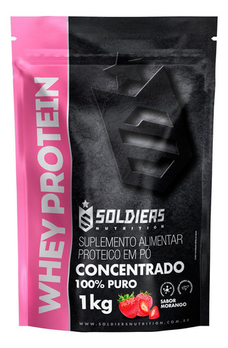 Whey Protein Concentrado 1Kg - Sabor Morango -  Soldiers Nutrition