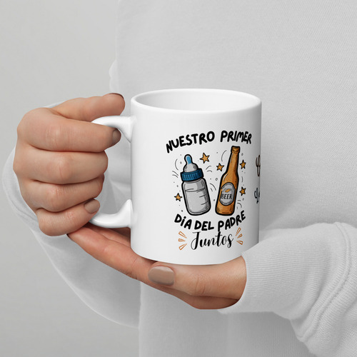 Tazas Personalizadas Para Papás Primerizos Dia Del Padre Blanco Español