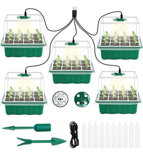 Bandeja De Inicio De Semillas Con Grow Light, 5 Paquetes De