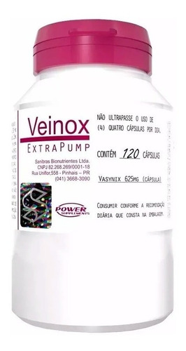 Veinox Extra Pump - 120 Capsulas - Power Supplements