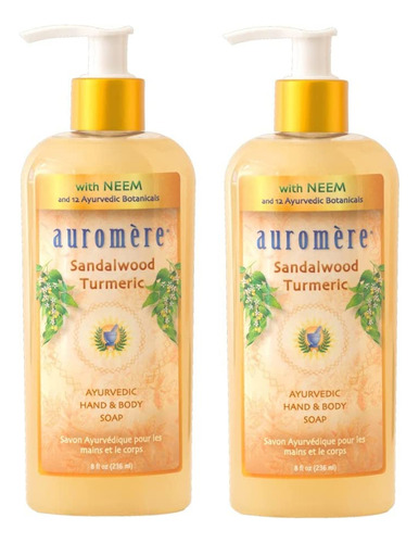 Auromere Jabon Liquido Ayurvedico, Curcuma De Sandalo, Con N