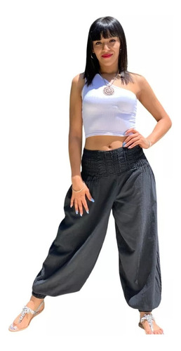 Pantalón Bambula Hindú Yoga Babucha Cintura Elástica Puño