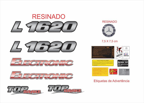 Imagem 1 de 3 de Kit Emblemas Mercedes Benz L 1620 Top Brake Eletronic Krt88