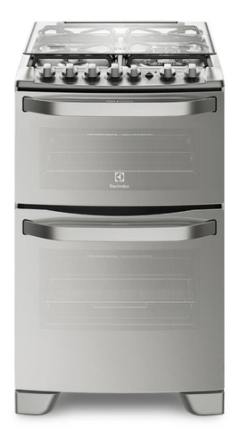 Cocina Electrolux Expert 56DXQ a gas/eléctrica 4 hornallas  plata 220V puerta con visor 106.5L con horno doble