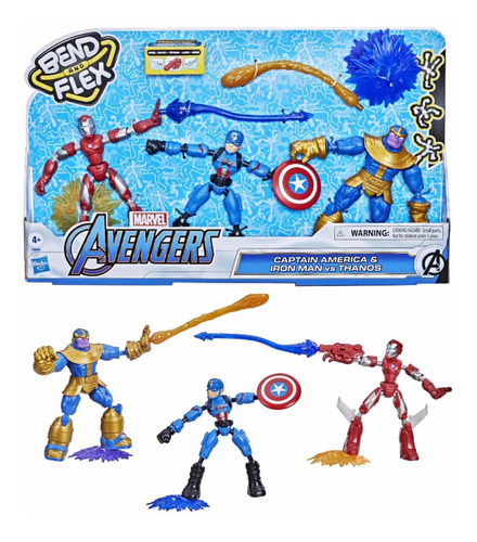 Muñecos Iron Man Capitan America Thanos Bend And Flex Marvel