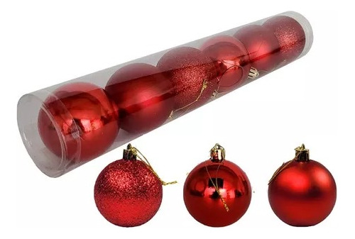 Set X6 Bolas De Navidad Grande Brillo Mate Glitter