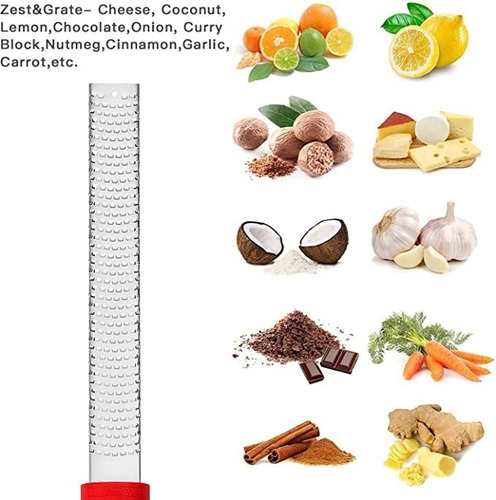 Imagen 2 de 9 de Rallador Manual Acero Inox Con Mango. Ajo, Jengibre, Limón