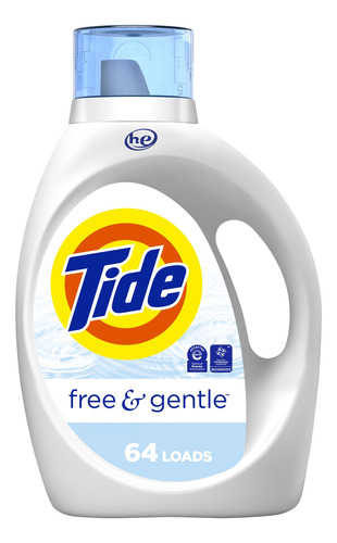 Detergente Líquido Suave Para Ropa 64 Cargas Tide Free Y Gen