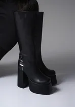 Comprar Botas Bucaneras Mujer Negras Taco Alto Caña Alta Botinetas