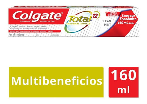 Pasta Dental Colgate Total 12 Clean Mint 160 Ml