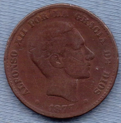 Espanha - 10 Cents De 1.877 - Cobre - Mbc. (Usado)