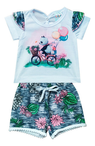 Conjunto Infantil Blusa E Shorts Menina Algodão Atacado Baby