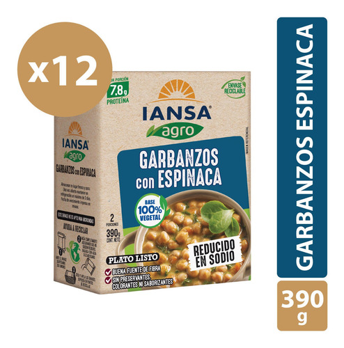 Garbanzos Con Espinaca Listos Iansa Agro® 390g  Pack 12 Un