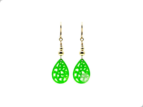 Aretes Jade Oro Italiano 14k By Thiago Turcott® Drop