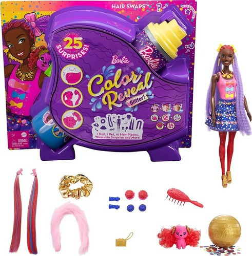 Barbie Color Reveal Glitter Lazos, 25 Sopresas  Mattel 