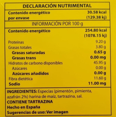 Condimento Con Azafrán Para Paella Sabater 5 Sobres 12 Gr