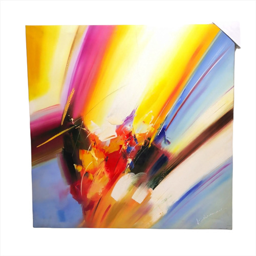 Pintura Cuadro Colores Lienzo Abstracta 90x90cm