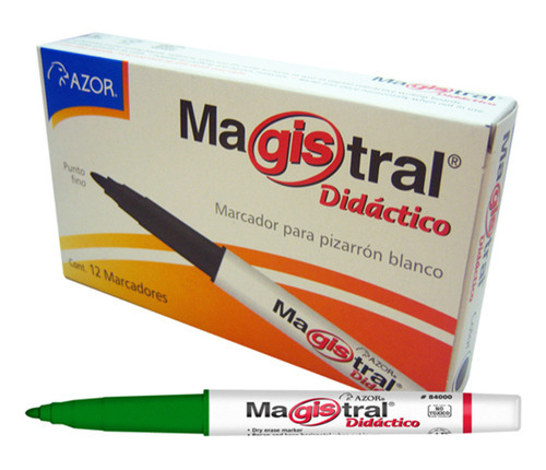 Marcador Azor Magistral Didactico 84004 Verde Bala 2mm 12pzs